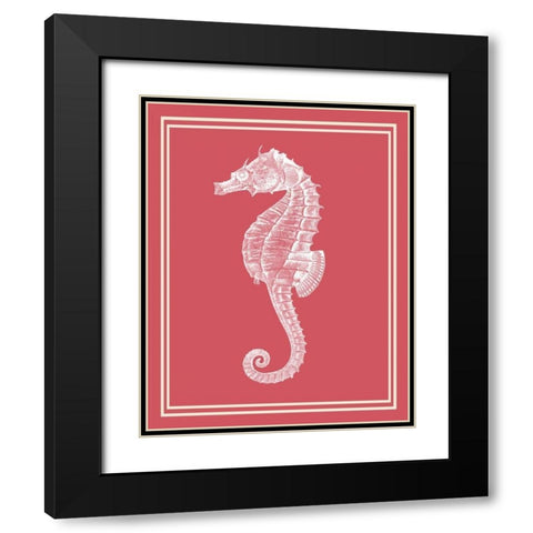 Mixed Nautical White on Coral c Black Modern Wood Framed Art Print with Double Matting by Fab Funky