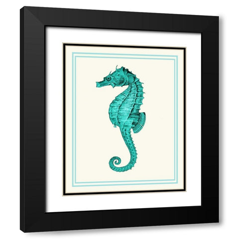 Mixed Nautical Turquoise on Cream e Black Modern Wood Framed Art Print with Double Matting by Fab Funky