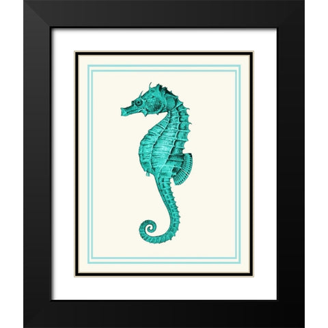 Mixed Nautical Turquoise on Cream e Black Modern Wood Framed Art Print with Double Matting by Fab Funky