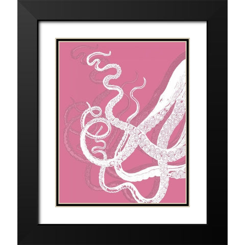 Octopus White on Pink b Black Modern Wood Framed Art Print with Double Matting by Fab Funky