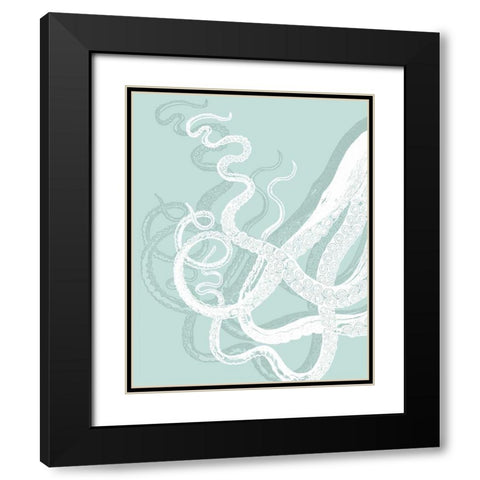 White Octopus on Seafoam c Black Modern Wood Framed Art Print with Double Matting by Fab Funky