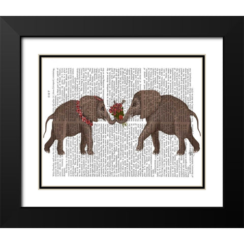 Elephant Bouquet, Landscape Black Modern Wood Framed Art Print with Double Matting by Fab Funky