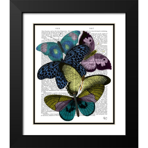 Big Bold Butterflies 2 Black Modern Wood Framed Art Print with Double Matting by Fab Funky