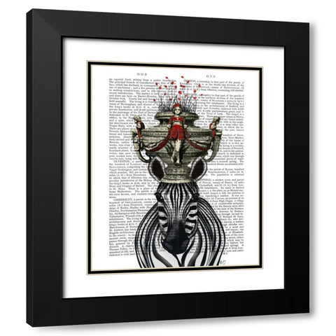 Zebra Head Trophy Black Modern Wood Framed Art Print with Double Matting by Fab Funky