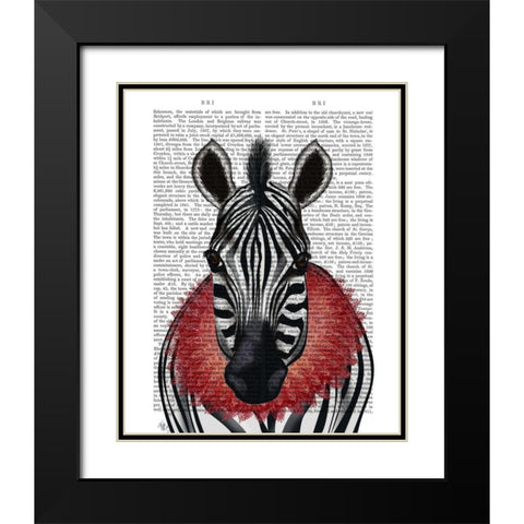 Zebra and Red Ruff Black Modern Wood Framed Art Print with Double Matting by Fab Funky