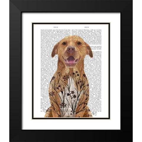 Pit Bull with Floral Tattoo Black Modern Wood Framed Art Print with Double Matting by Fab Funky
