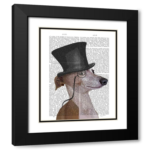 Greyhound, Formal Hound and Hat Black Modern Wood Framed Art Print with Double Matting by Fab Funky
