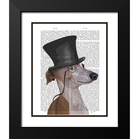 Greyhound, Formal Hound and Hat Black Modern Wood Framed Art Print with Double Matting by Fab Funky