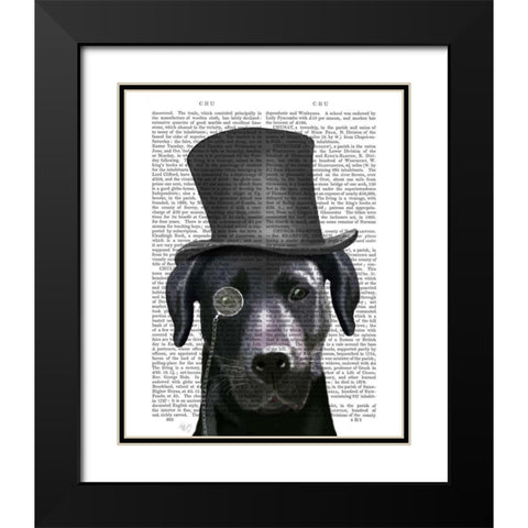 Black Labrador, Formal Hound and Hat Black Modern Wood Framed Art Print with Double Matting by Fab Funky