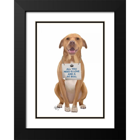 Love and Pit Bull Black Modern Wood Framed Art Print with Double Matting by Fab Funky