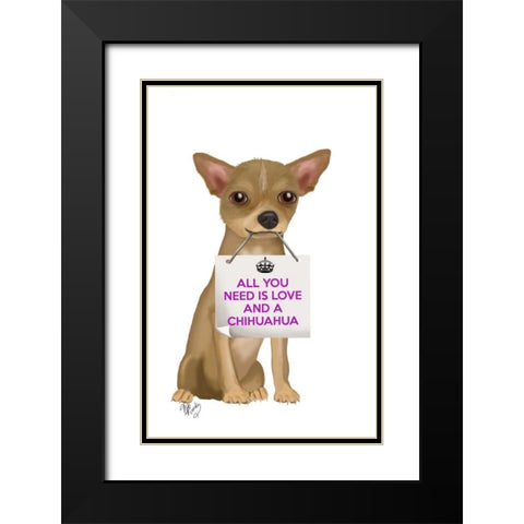 Love and Chihuahua Black Modern Wood Framed Art Print with Double Matting by Fab Funky