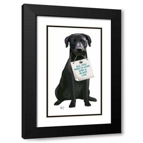 Love and Black Labrador Black Modern Wood Framed Art Print with Double Matting by Fab Funky