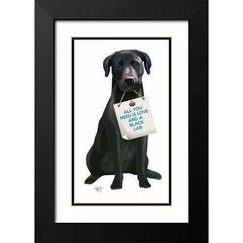 Love and Black Labrador Black Modern Wood Framed Art Print with Double Matting by Fab Funky
