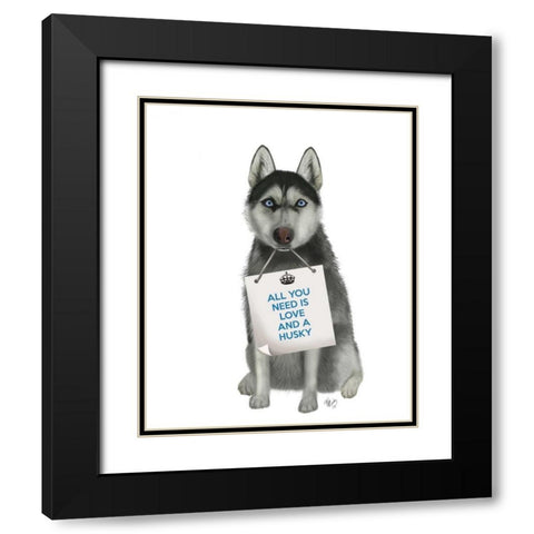 Love and Husky Black Modern Wood Framed Art Print with Double Matting by Fab Funky