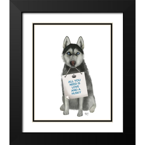 Love and Husky Black Modern Wood Framed Art Print with Double Matting by Fab Funky