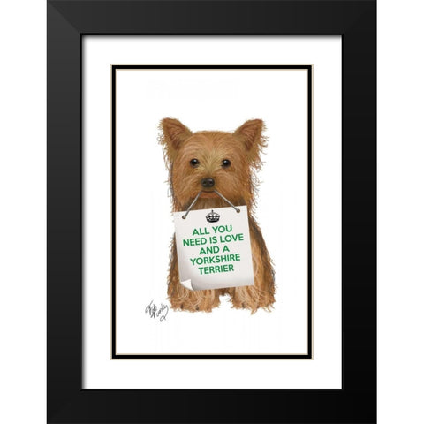 Love and Yorkshire Terrier Black Modern Wood Framed Art Print with Double Matting by Fab Funky