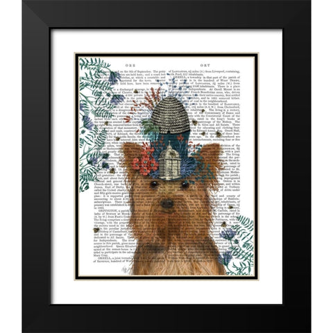 Yorkshire Terrier Milliners Dog Black Modern Wood Framed Art Print with Double Matting by Fab Funky