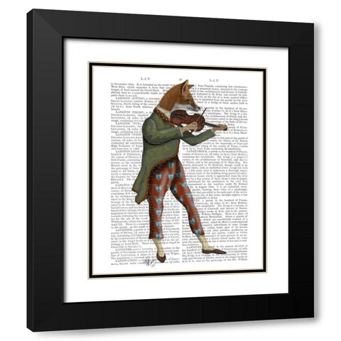 Fox Minstrel Black Modern Wood Framed Art Print with Double Matting by Fab Funky