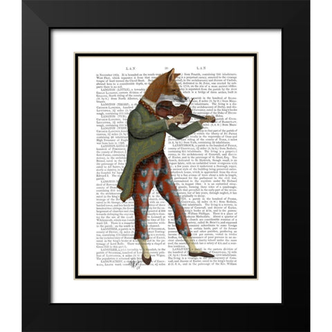 Fox Minstrel Black Modern Wood Framed Art Print with Double Matting by Fab Funky