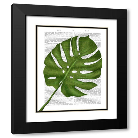 Monstera Leaf 1, Green on White Black Modern Wood Framed Art Print with Double Matting by Fab Funky