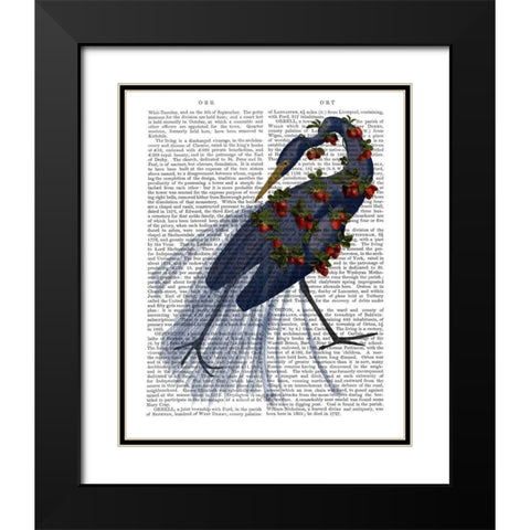 Bound Blue Heron Black Modern Wood Framed Art Print with Double Matting by Fab Funky