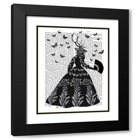 Black Deer Black Modern Wood Framed Art Print with Double Matting by Fab Funky