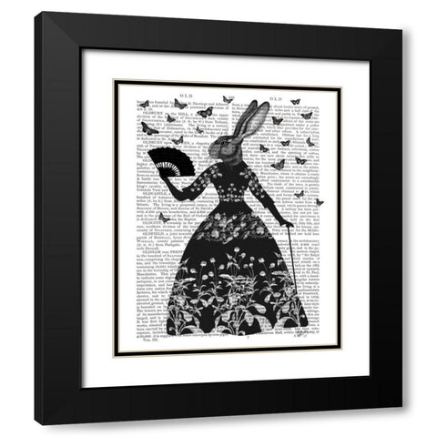 Black Rabbit Black Modern Wood Framed Art Print with Double Matting by Fab Funky