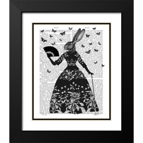 Black Rabbit Black Modern Wood Framed Art Print with Double Matting by Fab Funky