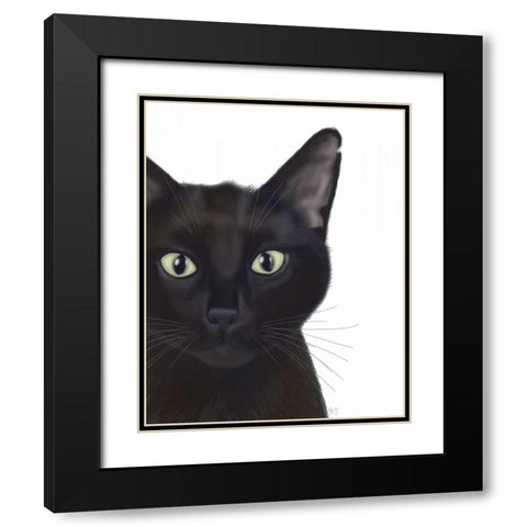 Cat, Portrait of Gus Black Modern Wood Framed Art Print with Double Matting by Fab Funky