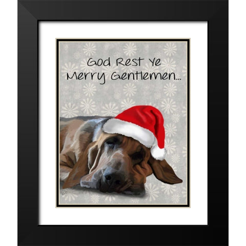 God Rest Ye Bloodhound Black Modern Wood Framed Art Print with Double Matting by Fab Funky