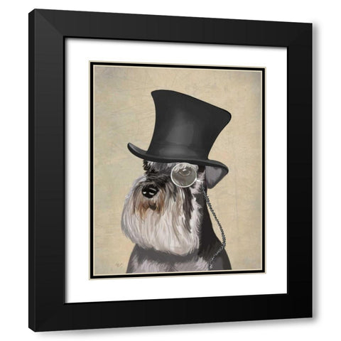 Schnauzer, Formal Hound and Hat Black Modern Wood Framed Art Print with Double Matting by Fab Funky