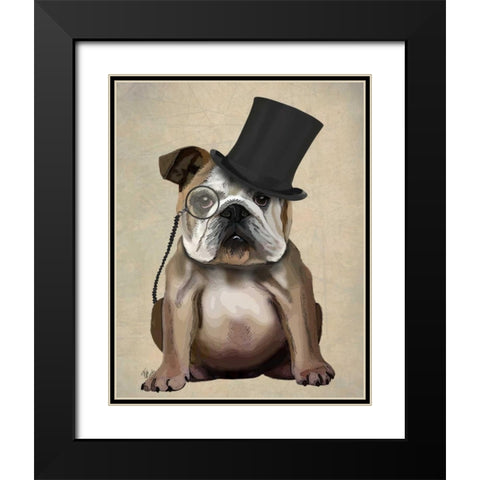 English Bulldog, Formal Hound and Hat Black Modern Wood Framed Art Print with Double Matting by Fab Funky