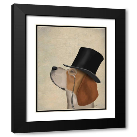 Beagle, Formal Hound and Hat Black Modern Wood Framed Art Print with Double Matting by Fab Funky