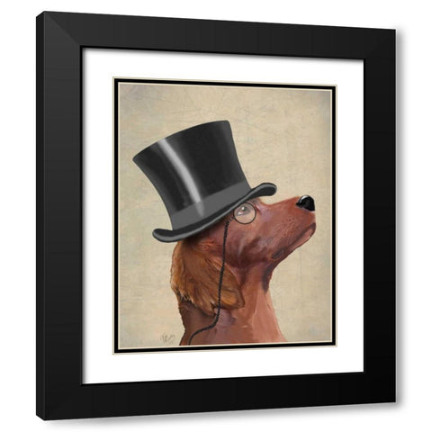 Red Setter, Formal Hound and Hat Black Modern Wood Framed Art Print with Double Matting by Fab Funky