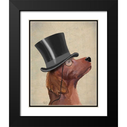 Red Setter, Formal Hound and Hat Black Modern Wood Framed Art Print with Double Matting by Fab Funky