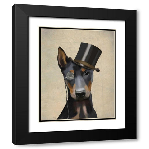 Doberman, Formal Hound and Hat Black Modern Wood Framed Art Print with Double Matting by Fab Funky