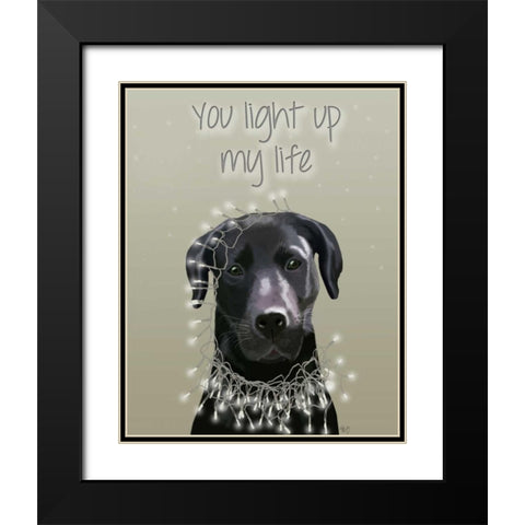 Black Labrador, You Light Up Black Modern Wood Framed Art Print with Double Matting by Fab Funky