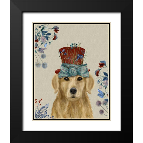 Golden Retriever Milliners Dog Black Modern Wood Framed Art Print with Double Matting by Fab Funky