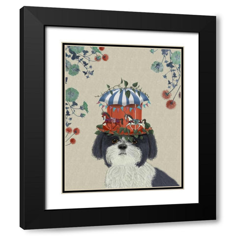 Shih Tzu Milliners Dog Black Modern Wood Framed Art Print with Double Matting by Fab Funky