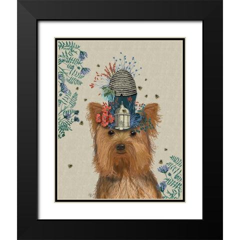 Yorkshire Terrier Milliners Dog Black Modern Wood Framed Art Print with Double Matting by Fab Funky