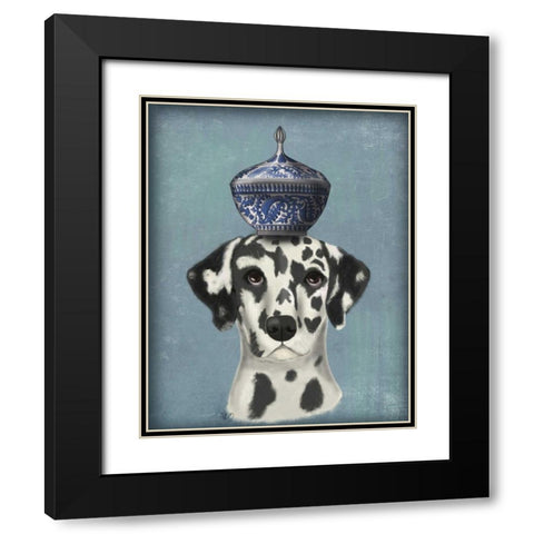 Dalmatian with Blue Vase Black Modern Wood Framed Art Print with Double Matting by Fab Funky
