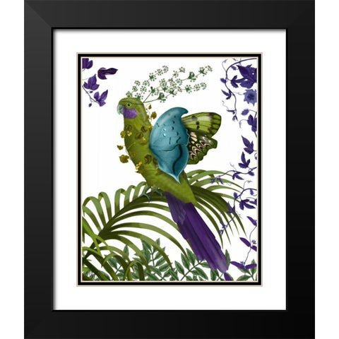 Fantasy Parrot 1 Black Modern Wood Framed Art Print with Double Matting by Fab Funky