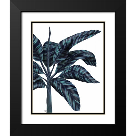 Banana Tree 3, Blue Black Modern Wood Framed Art Print with Double Matting by Fab Funky