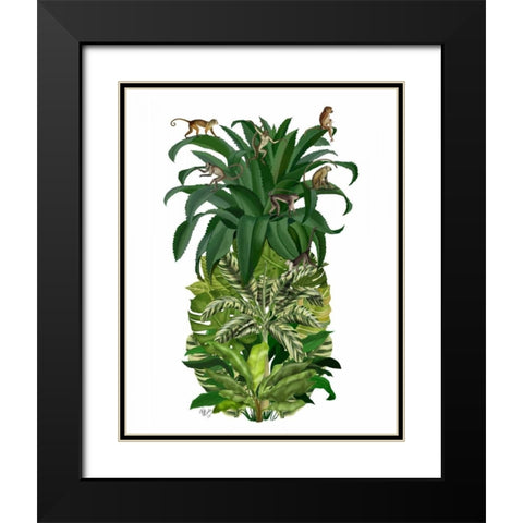 Pineapple, Monkeys Black Modern Wood Framed Art Print with Double Matting by Fab Funky