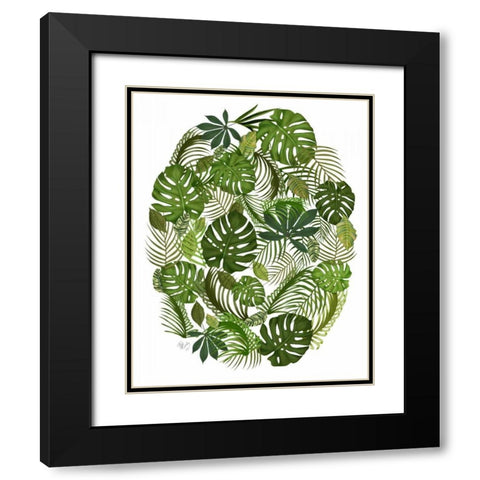 Tropical Oval, Green Black Modern Wood Framed Art Print with Double Matting by Fab Funky