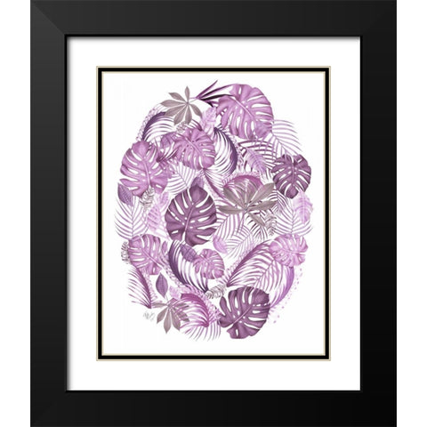 Tropical Oval, Pink Black Modern Wood Framed Art Print with Double Matting by Fab Funky