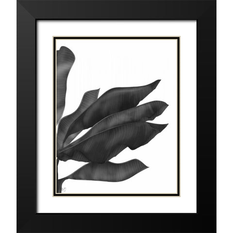 Banana Leaves 1, Black on White Black Modern Wood Framed Art Print with Double Matting by Fab Funky