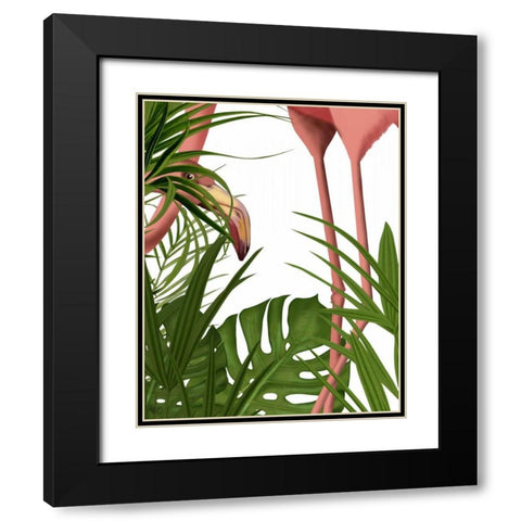 Flamingo Peering Black Modern Wood Framed Art Print with Double Matting by Fab Funky