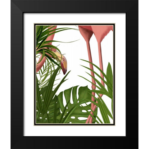Flamingo Peering Black Modern Wood Framed Art Print with Double Matting by Fab Funky