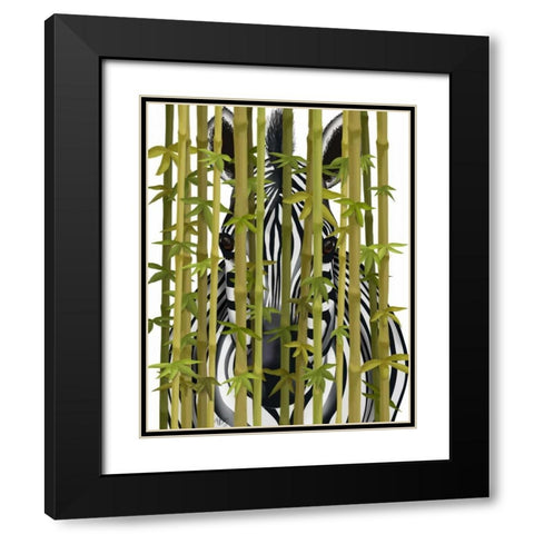 Bamboo Zebra Black Modern Wood Framed Art Print with Double Matting by Fab Funky